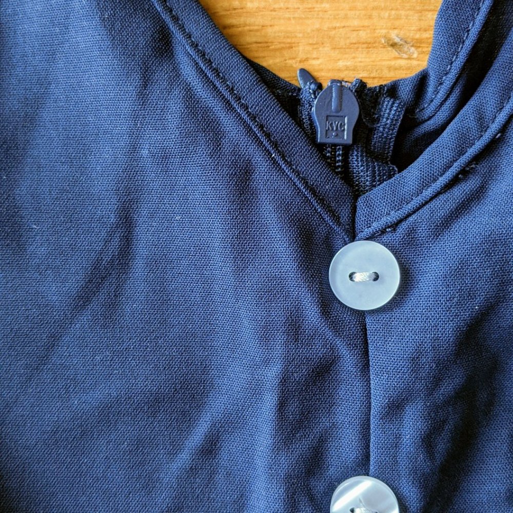 Blue V-Neck Jumpsuit - Picture 3 of 4